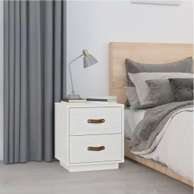 Solid white pine wood bedside table 40x34x45 cm by vidaXL, Nightstands - Ref: Foro24-818327, Price: 48,46 €, Discount: %