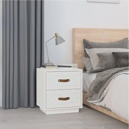 Nachttisch aus massivem weißem Kiefernholz, 40 x 34 x 45 cm von vidaXL, Nachttische - Ref: Foro24-818327, Preis: 48,46 €, Rab...