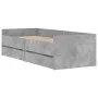 Concrete gray bed frame with drawers 90x200 cm by , Beds and slatted bases - Ref: Foro24-3207346, Price: 189,44 €, Discount: %