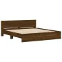 Bed frame with oak brown headboard 160x200 cm by , Beds and slatted bases - Ref: Foro24-3207475, Price: 194,92 €, Discount: %