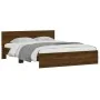 Bed frame with oak brown headboard 150x200 cm by , Beds and slatted bases - Ref: Foro24-3207482, Price: 220,23 €, Discount: %