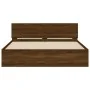 Bed frame with oak brown headboard 150x200 cm by , Beds and slatted bases - Ref: Foro24-3207482, Price: 220,23 €, Discount: %