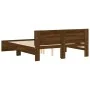 Bed frame with oak brown headboard 150x200 cm by , Beds and slatted bases - Ref: Foro24-3207482, Price: 220,23 €, Discount: %