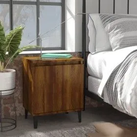 Bedside table with oak brown metal legs 40x30x50 cm by vidaXL, Nightstands - Ref: Foro24-813120, Price: 29,97 €, Discount: %