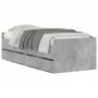 Concrete gray bed frame with drawers 100x200 cm by , Beds and slatted bases - Ref: Foro24-3207339, Price: 201,32 €, Discount: %