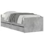 Concrete gray bed frame with drawers 100x200 cm by , Beds and slatted bases - Ref: Foro24-3207339, Price: 201,32 €, Discount: %