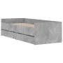 Concrete gray bed frame with drawers 100x200 cm by , Beds and slatted bases - Ref: Foro24-3207339, Price: 201,32 €, Discount: %