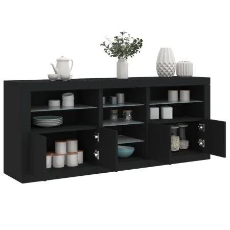 Aparador con luces LED negro 162x37x67 cm by , Sideboards - Ref: Foro24-3209031, Price: 216,72 €, Discount: %