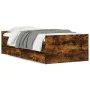 Smoked oak bed frame with drawers 90x190 cm by , Beds and slatted bases - Ref: Foro24-3207382, Price: 141,38 €, Discount: %