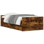 Smoked oak bed frame with drawers 90x190 cm by , Beds and slatted bases - Ref: Foro24-3207382, Price: 141,38 €, Discount: %