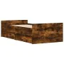 Smoked oak bed frame with drawers 90x190 cm by , Beds and slatted bases - Ref: Foro24-3207382, Price: 141,38 €, Discount: %