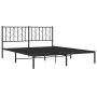 Bed frame with black metal headboard 160x200 cm by , Beds and slatted bases - Ref: Foro24-374440, Price: 129,24 €, Discount: %