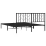 Bed frame with black metal headboard 160x200 cm by , Beds and slatted bases - Ref: Foro24-374440, Price: 129,24 €, Discount: %