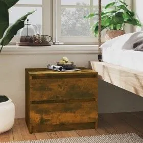 Bedside table 2 units smoked oak plywood 50x39x43.5 cm by vidaXL, Nightstands - Ref: Foro24-815823, Price: 64,75 €, Discount: %