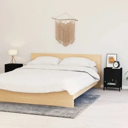 Nachttische 2 Stk. Stahl und schwarzes Glas 40x30x54,5 cm von vidaXL, Nachttische - Ref: Foro24-3095202, Preis: 183,54 €, Rab...