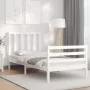White solid wood bed frame with headboard 100x200 cm by , Beds and slatted bases - Ref: Foro24-3193847, Price: 105,20 €, Disc...