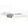 White solid wood bed frame with headboard 100x200 cm by , Beds and slatted bases - Ref: Foro24-3193847, Price: 105,20 €, Disc...