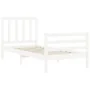 White solid wood bed frame with headboard 100x200 cm by , Beds and slatted bases - Ref: Foro24-3193847, Price: 105,20 €, Disc...