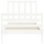 White solid wood bed frame with headboard 100x200 cm by , Beds and slatted bases - Ref: Foro24-3193847, Price: 105,20 €, Disc...