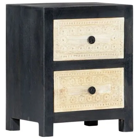 Carved bedside table solid gray mango wood 40x30x50 cm by vidaXL, Nightstands - Ref: Foro24-282722, Price: 110,47 €, Discount: %
