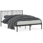 Bed frame with black metal headboard 135x190 cm by , Beds and slatted bases - Ref: Foro24-374436, Price: 83,87 €, Discount: %