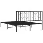 Bed frame with black metal headboard 135x190 cm by , Beds and slatted bases - Ref: Foro24-374436, Price: 83,87 €, Discount: %