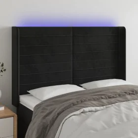 Kopfteil aus schwarzem Samt mit LED 147x16x118/128 cm von vidaXL, Kopf- und Fußteile - Ref: Foro24-3124238, Preis: 97,54 €, R...