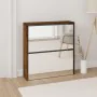 Shoe cabinet with mirror 2 levels smoked oak 63x17x67 cm by , Shoe racks and shoe organizers - Ref: Foro24-342632, Price: 88,...