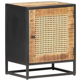 Mango wood bedside table with rough natural cane, 40x30x50cm. by vidaXL, Nightstands - Ref: Foro24-323140, Price: 120,47 €, D...