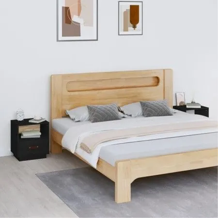 Bedside tables 2 pcs solid black pine wood 40x34x45 cm by vidaXL, Nightstands - Ref: Foro24-818304, Price: 69,72 €, Discount: %