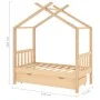 Children's bed frame with pine wood drawer 70x140 cm by vidaXL, Cribs and beds for children - Ref: Foro24-322145, Price: 144,...