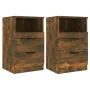 Mesitas de noche 2 uds madera contrachapada color roble ahumado de vidaXL, Mesitas de noche - Ref: Foro24-817040, Precio: 75,...