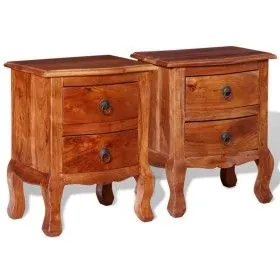 Bedside tables with drawers 2 pcs solid acacia wood by vidaXL, Nightstands - Ref: Foro24-243972, Price: 202,58 €, Discount: %
