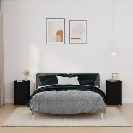 Mesitas de noche 2 uds madera maciza de pino negro 40x35x61,5cm de vidaXL, Mesitas de noche - Ref: Foro24-820955, Precio: 88,...
