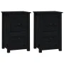 Mesitas de noche 2 uds madera maciza de pino negro 40x35x61,5cm de vidaXL, Mesitas de noche - Ref: Foro24-820955, Precio: 88,...