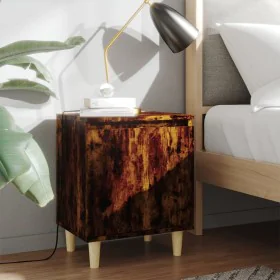 Mesita de noche con patas madera roble ahumado 40x30x50 cm de vidaXL, Mesitas de noche - Ref: Foro24-813110, Precio: 28,00 €,...