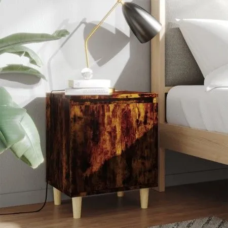 Mesita de noche con patas madera roble ahumado 40x30x50 cm de vidaXL, Mesitas de noche - Ref: Foro24-813110, Precio: 28,00 €,...