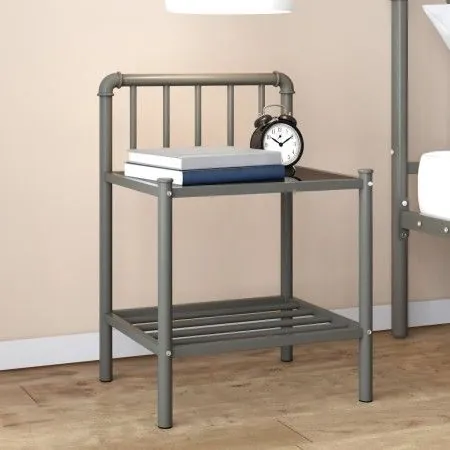 Gray and black metal and glass bedside table 45x34.5x62.5cm by vidaXL, Nightstands - Ref: Foro24-325097, Price: 28,14 €, Disc...