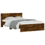 Bed frame with smoked oak headboard 120x200 cm by , Beds and slatted bases - Ref: Foro24-3207494, Price: 146,94 €, Discount: %