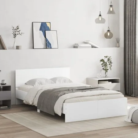Weißer Bettrahmen mit Kopfteil 135x190 cm von , Betten und Lattenroste - Ref: Foro24-3207504, Preis: 165,25 €, Rabatt: %