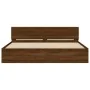 Bed frame with oak brown headboard 200x200 cm by , Beds and slatted bases - Ref: Foro24-3207461, Price: 239,77 €, Discount: %