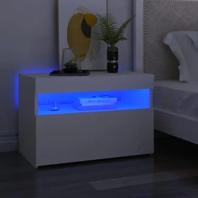Bedside table LED lights 2 pcs white plywood 60x35x40cm by vidaXL, Nightstands - Ref: Foro24-3082775, Price: 85,84 €, Discoun...