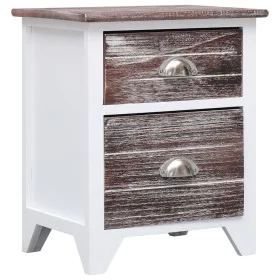 Nachttisch aus Paulownia-Holz in Braun und Weiß 38x28x45 cm von vidaXL, Nachttische - Ref: Foro24-284048, Preis: 47,15 €, Rab...