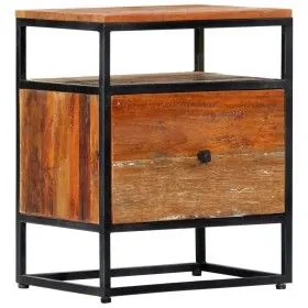 Bedside table made of recycled solid wood and steel 40x30x50 cm by vidaXL, Nightstands - Ref: Foro24-282725, Price: 72,03 €, ...