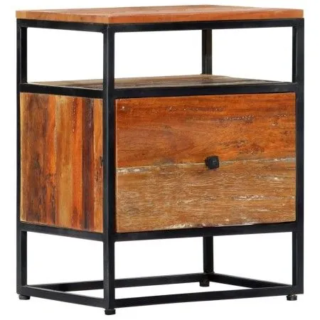 Nachttisch aus recyceltem Massivholz und Stahl, 40 x 30 x 50 cm von vidaXL, Nachttische - Ref: Foro24-282725, Preis: 72,03 €,...