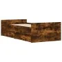 Smoked oak bed frame with drawers 75x190 cm by , Beds and slatted bases - Ref: Foro24-3207389, Price: 119,34 €, Discount: %