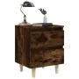 Mesita de noche patas madera maciza roble ahumado 40x35x50 cm de vidaXL, Mesitas de noche - Ref: Foro24-813122, Precio: 31,35...