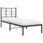 Bed frame with black metal headboard 80x200 cm by , Beds and slatted bases - Ref: Foro24-355552, Price: 68,50 €, Discount: %