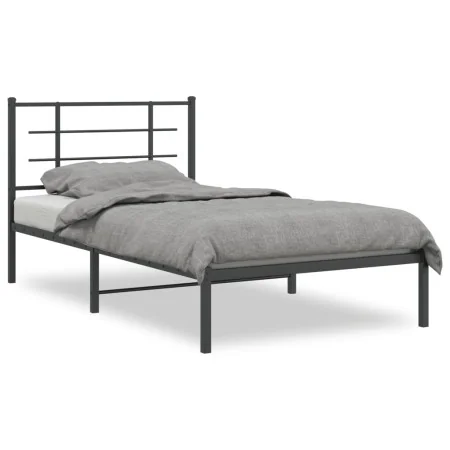 Estructura de cama con cabecero metal negro 100x190 cm de , Camas y somieres - Ref: Foro24-355555, Precio: 58,39 €, Descuento: %