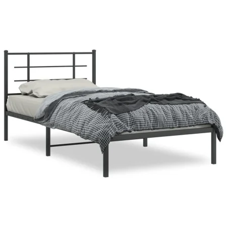Bettgestell mit schwarzem Metallkopfteil 107x203 cm von , Betten und Lattenroste - Ref: Foro24-355557, Preis: 71,56 €, Rabatt: %